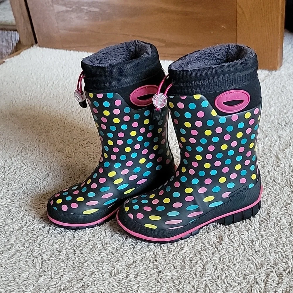 Western Chief Girls Size 12 Waterproof Winter Boots Faux Fur Lined -30°F EUC - Picture 1 of 14